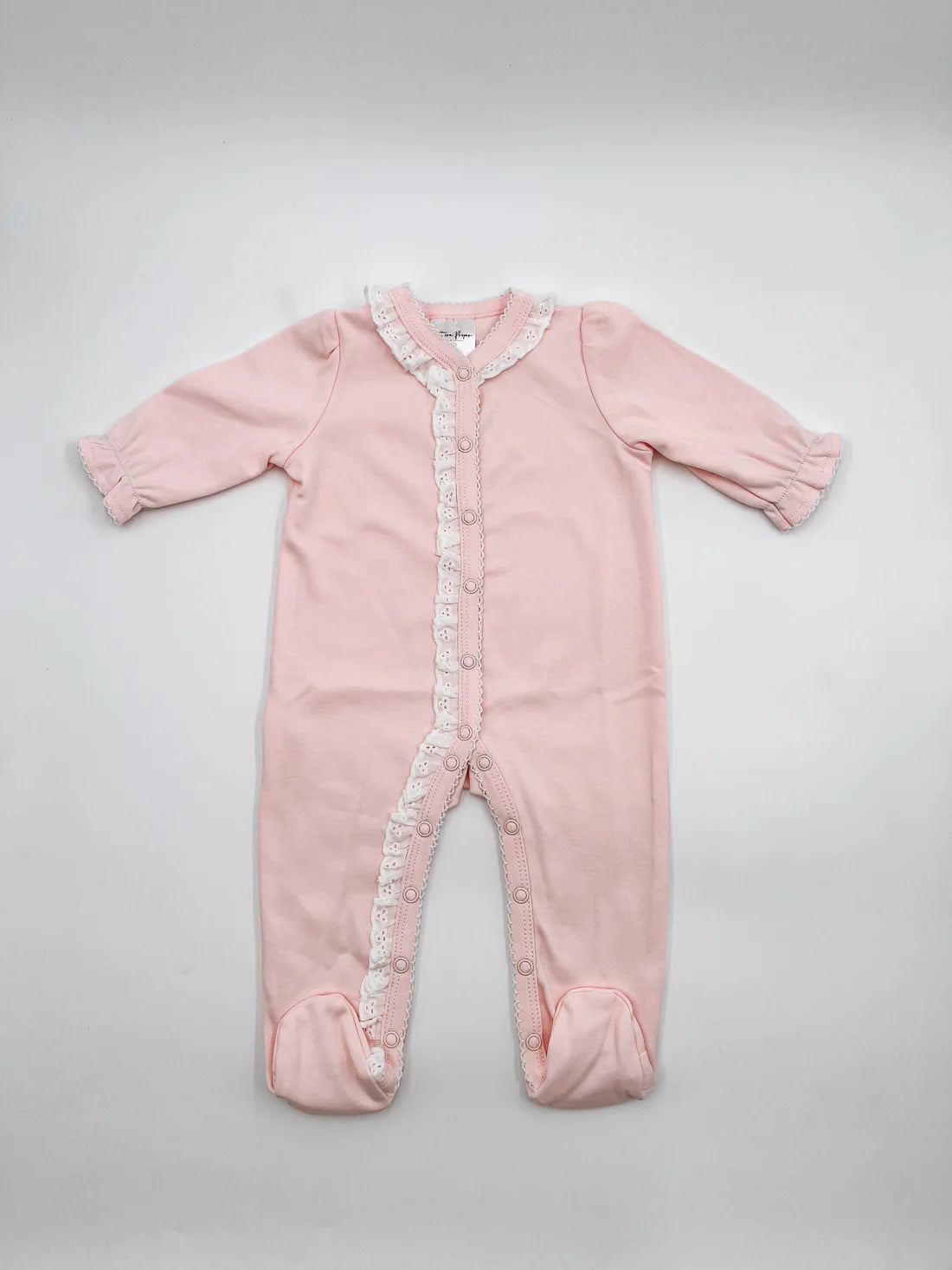 Pink lace trimmed footie
