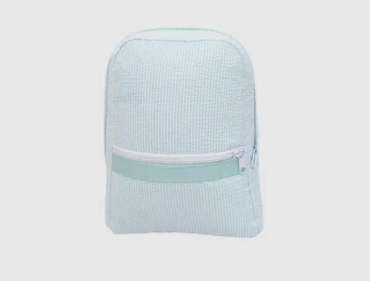 Mint seersucker toddler backpack- includes name/monogram