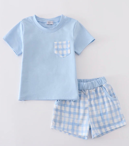 Blue gingham short set