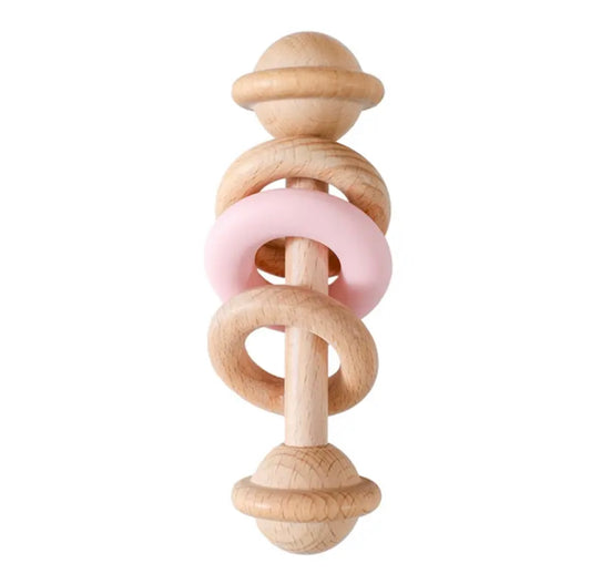 Wooden solid baby rattle