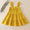 Mustard tiered ruffle linen dress