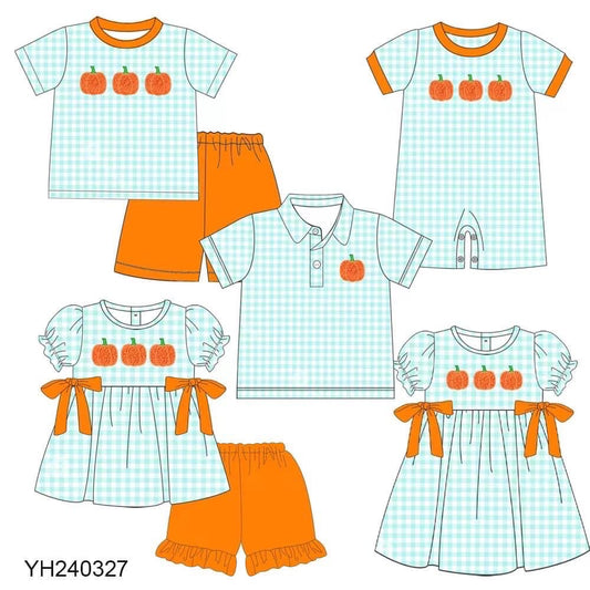Boys plaid pumpkin top