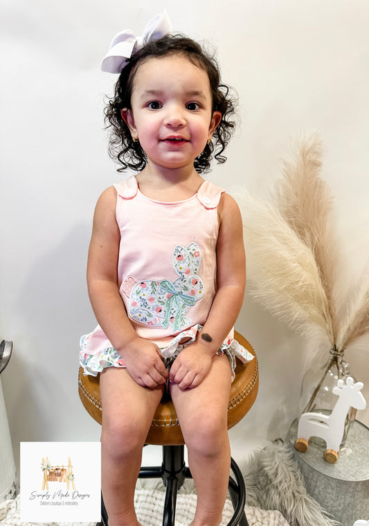 Pink floral bunny bloomer set
