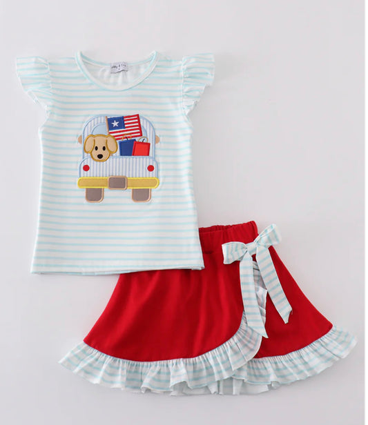 Girls puppy skort flag set