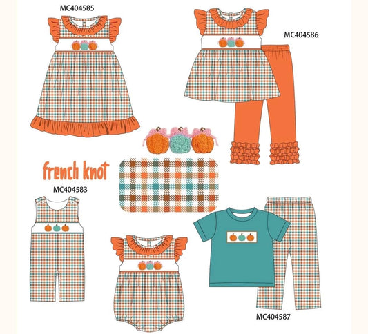 Orange teal boys pumpkin set