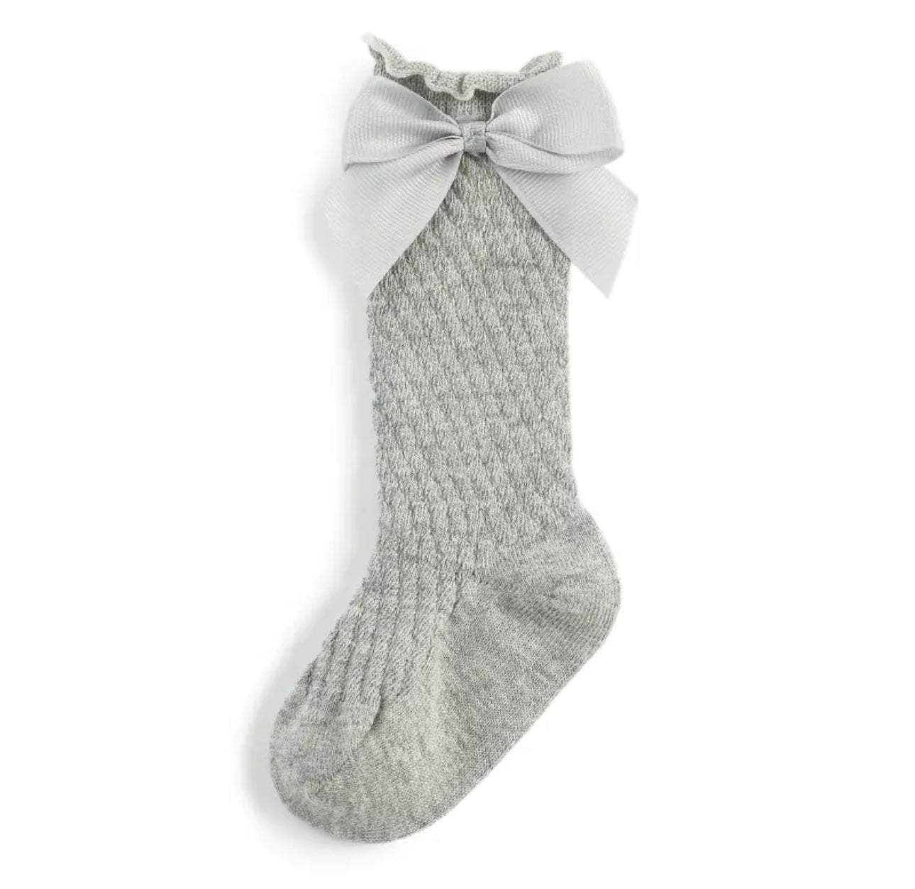 Textured bow knee socks