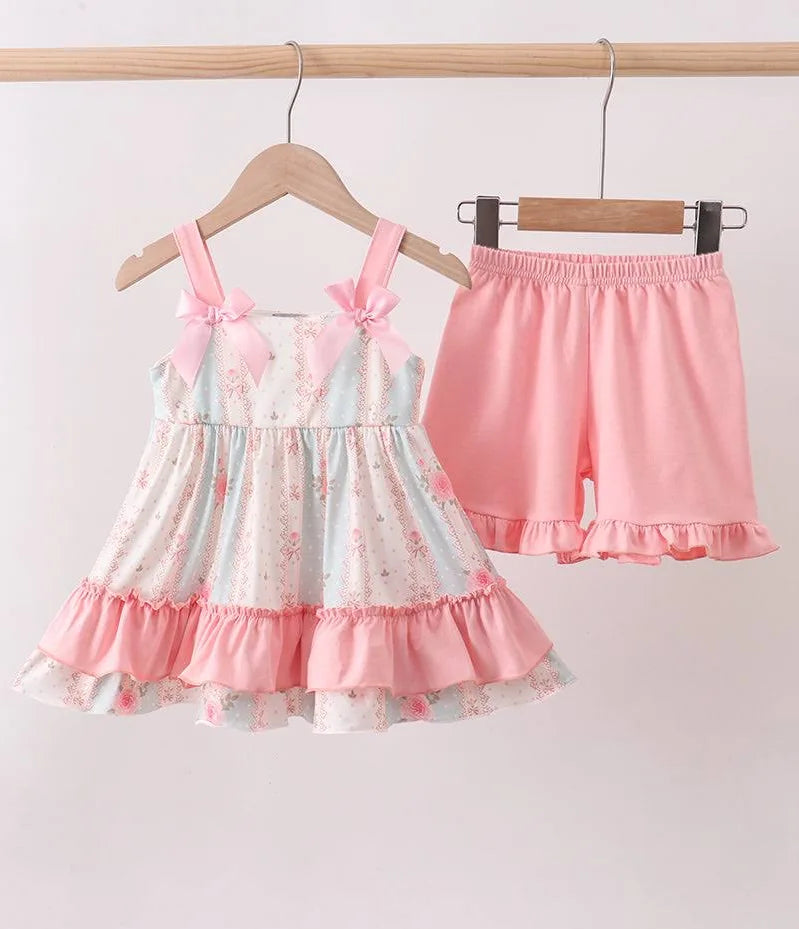Pink floral short set