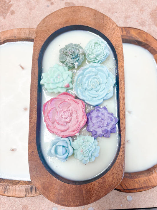 Succulent dough bowl candle