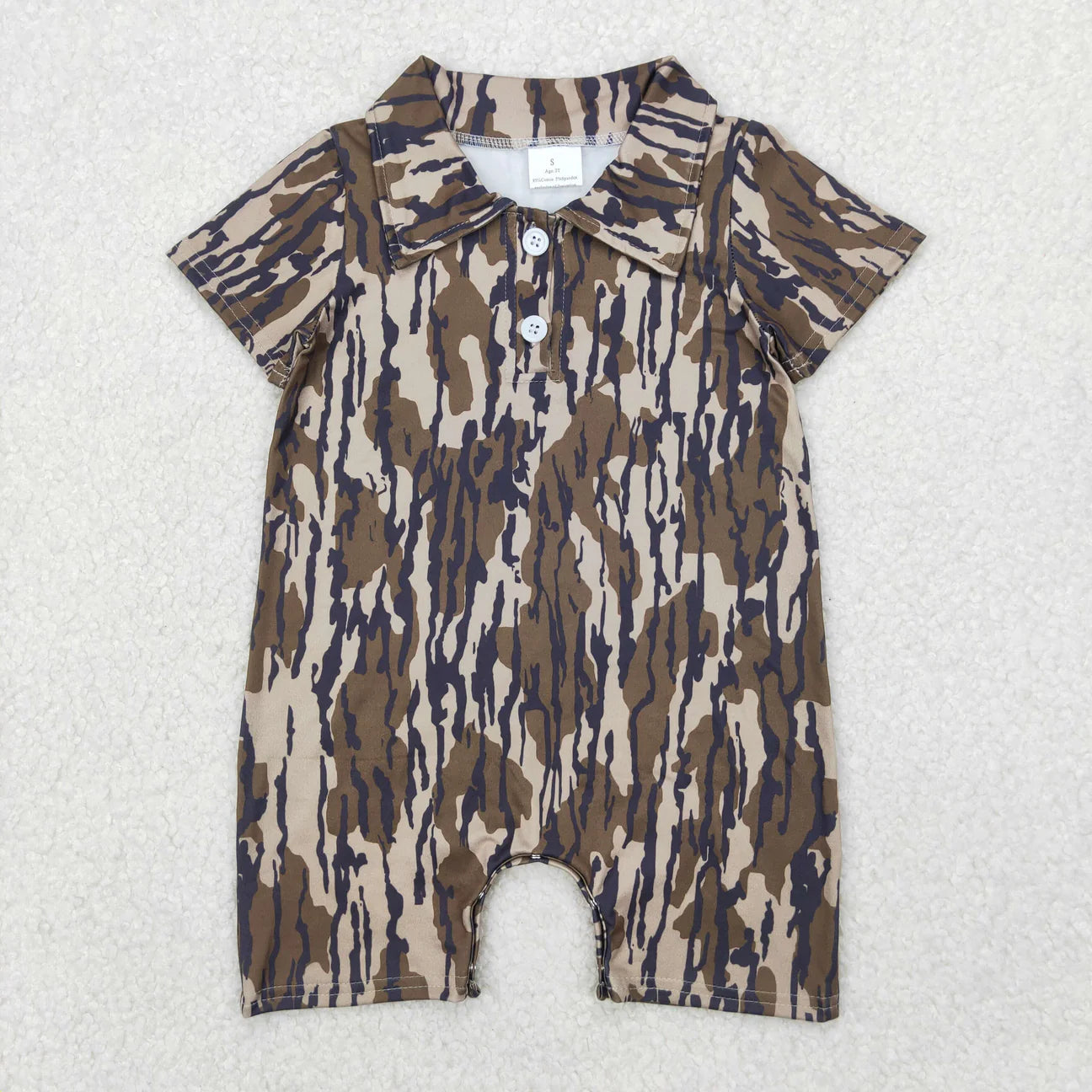 Brown/black camo romper