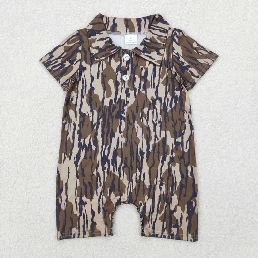 Brown/black camo romper