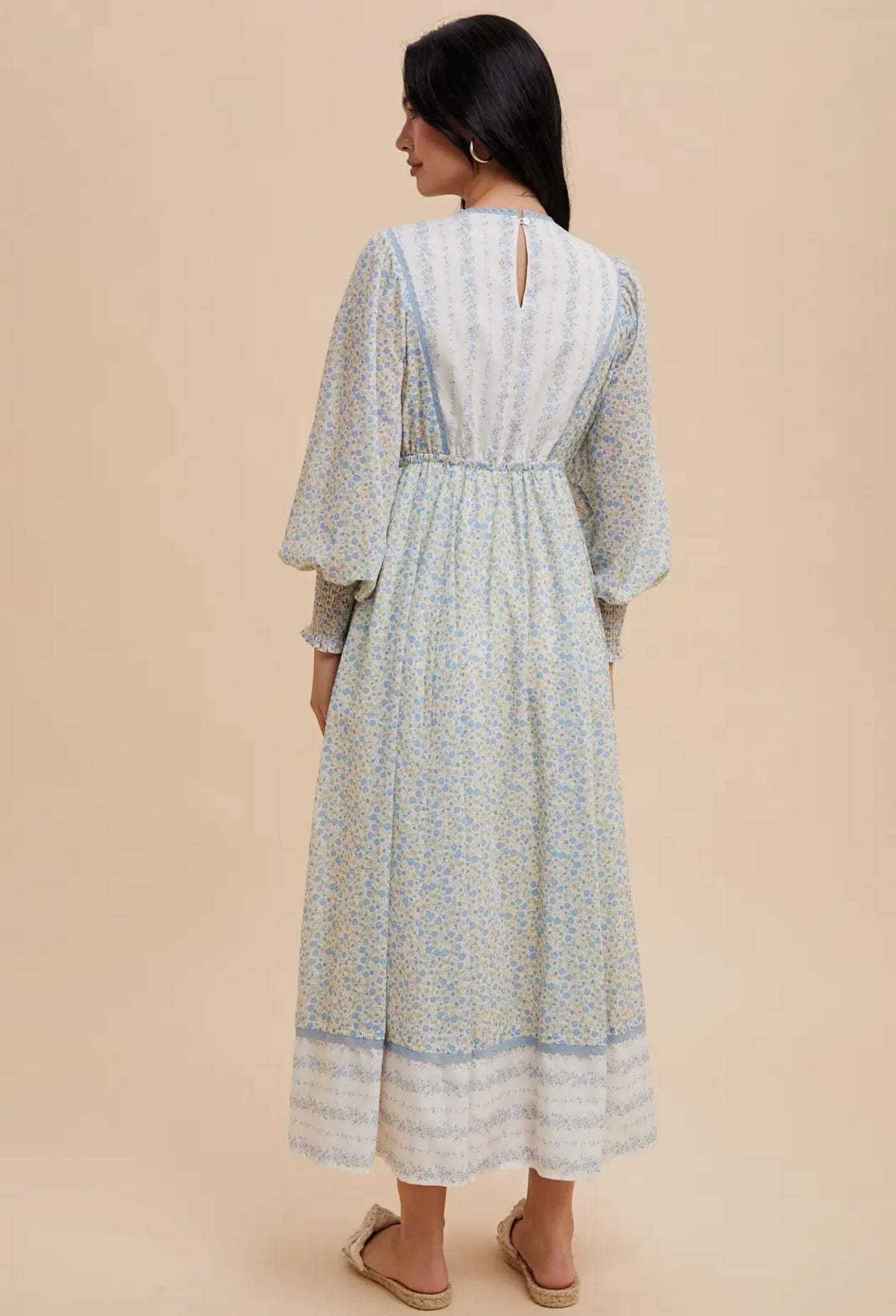 Mixed panel print maxi dress