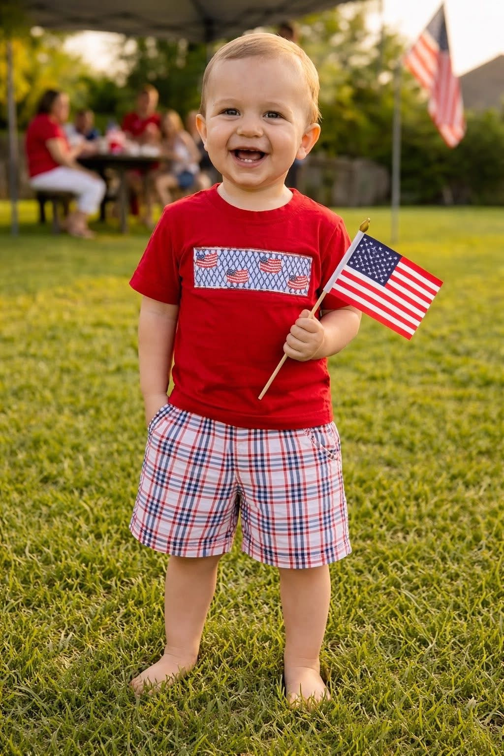 Smocked flag boys set
