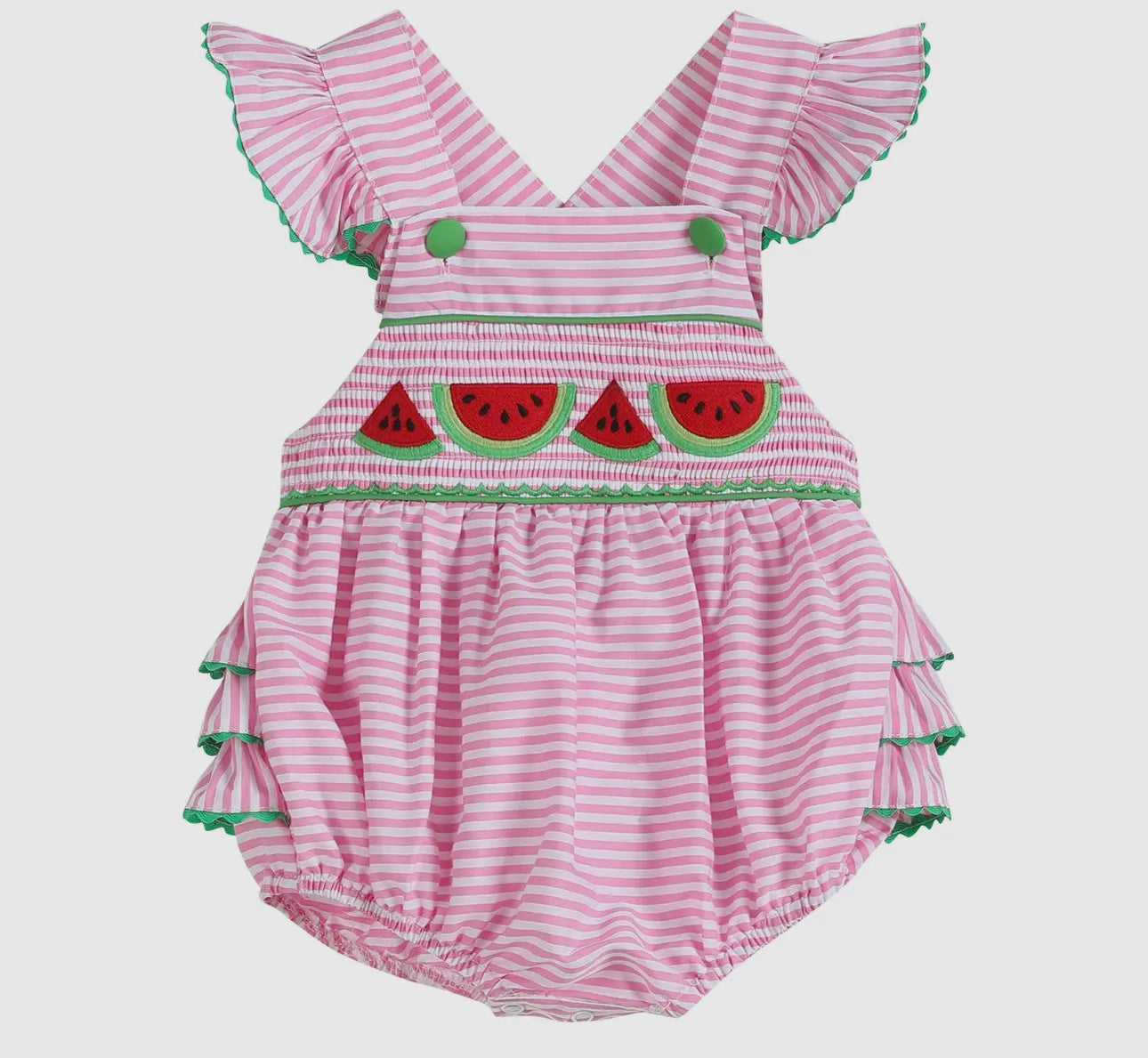 Pink watermelon smocked bubble