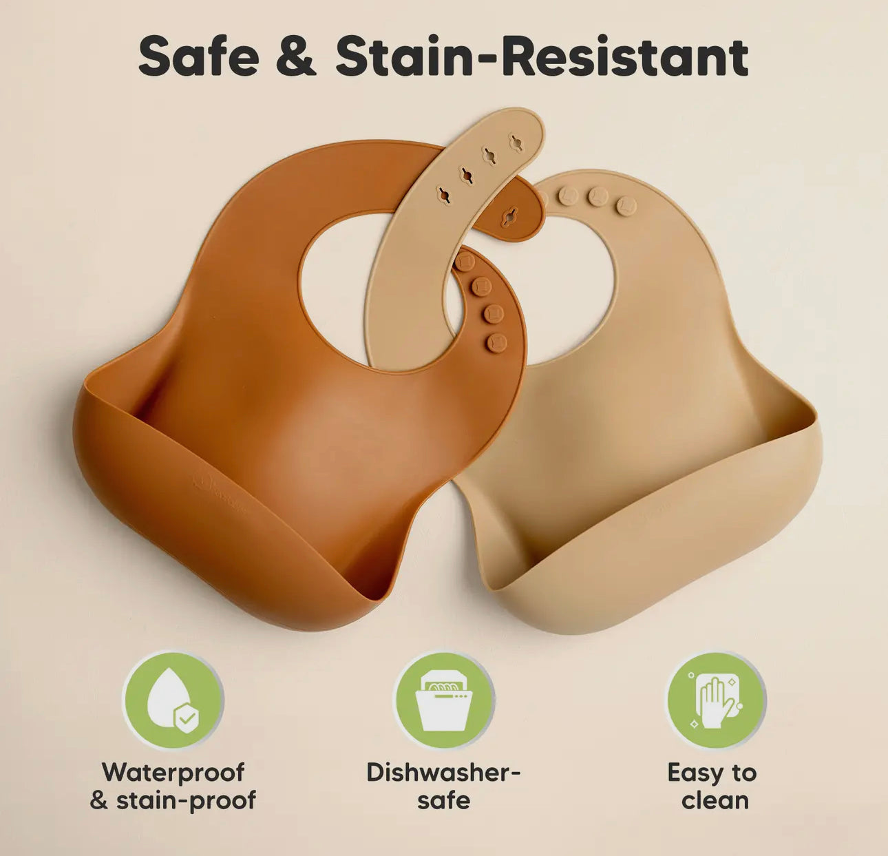 2 pack prep silicone bibs - terracotta