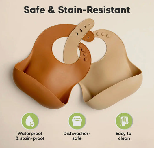 2 pack prep silicone bibs - terracotta