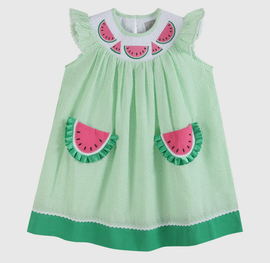 Green Watermelon smocked dress