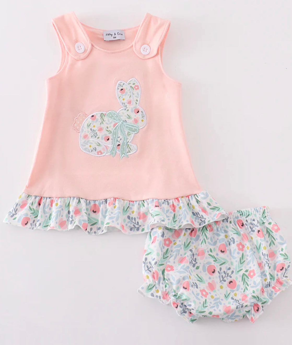 Pink floral bunny bloomer set