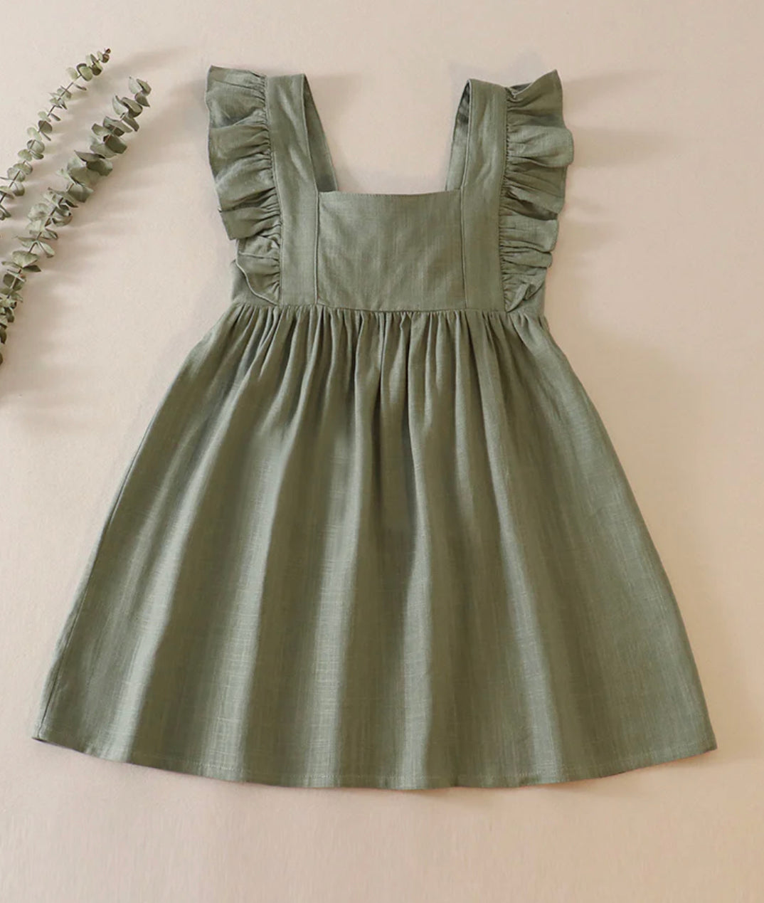 Sage girls linen dress