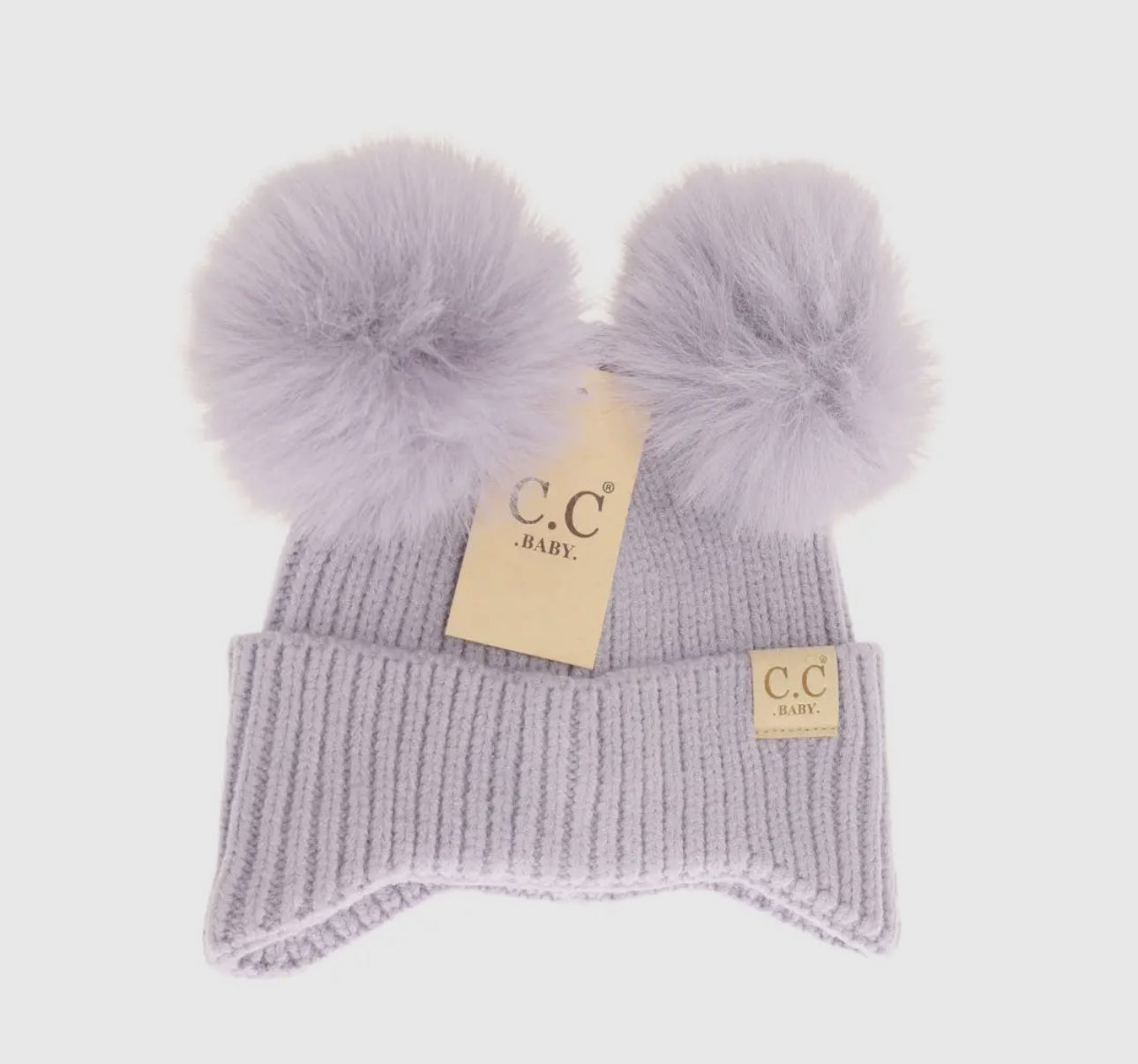 Baby ear flap double pom