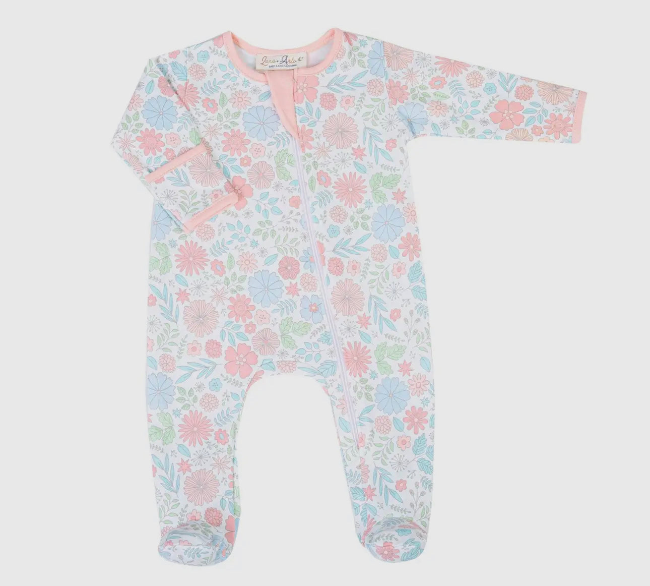 Pink floral footie