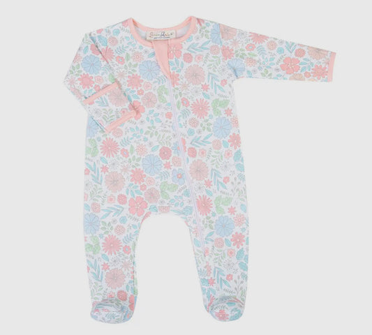 Pink floral footie