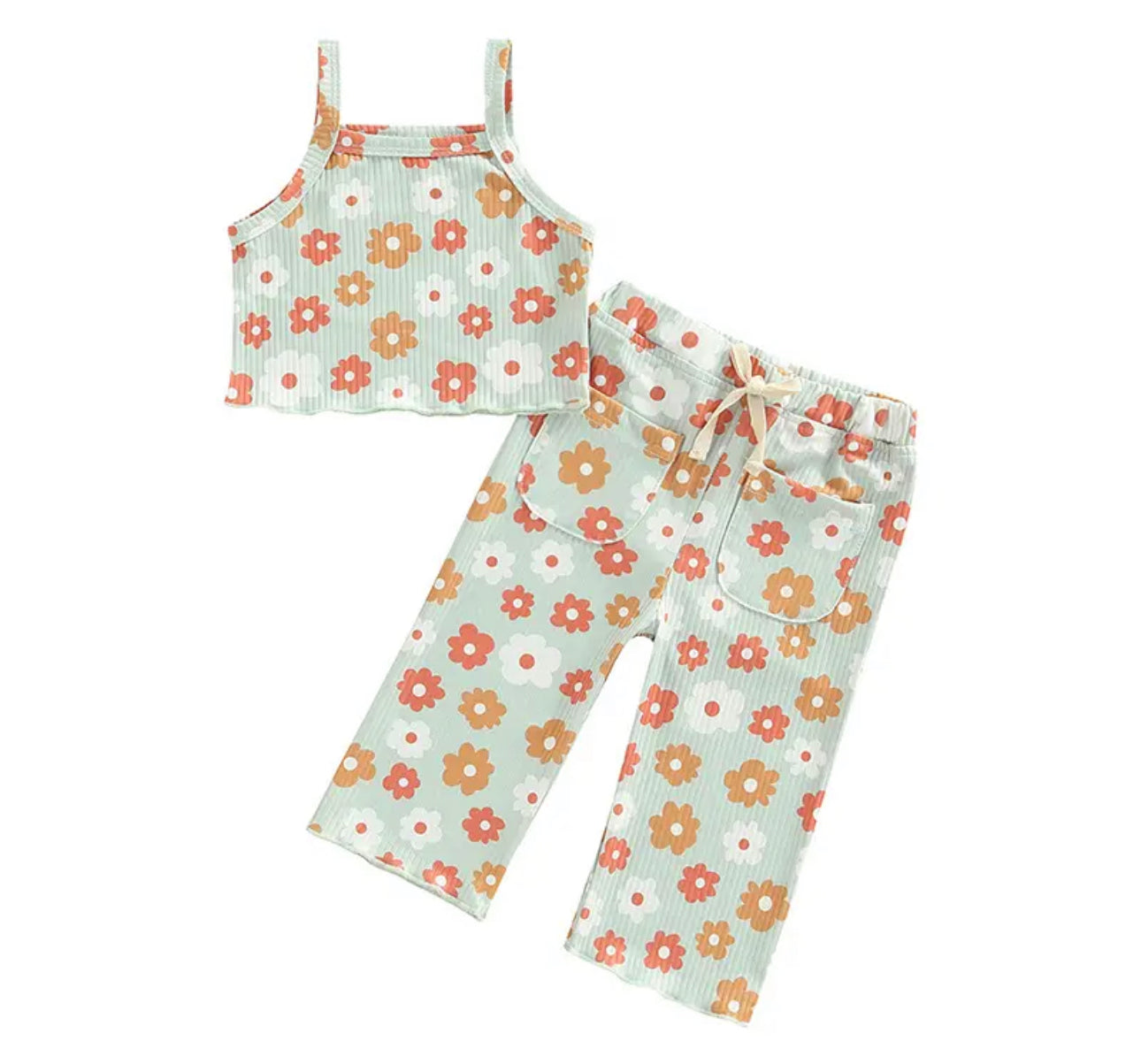 Blue floral girls set