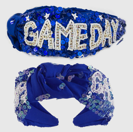 Blue/white game day headband