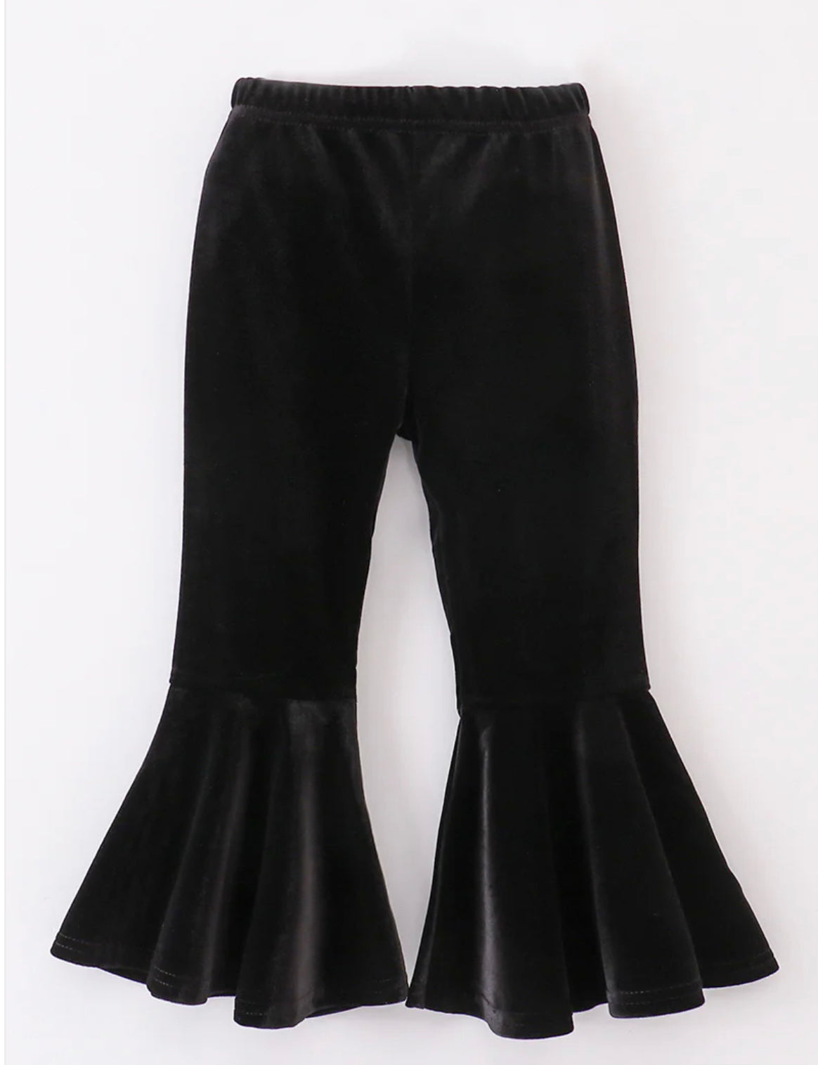 Black velvet bell pants