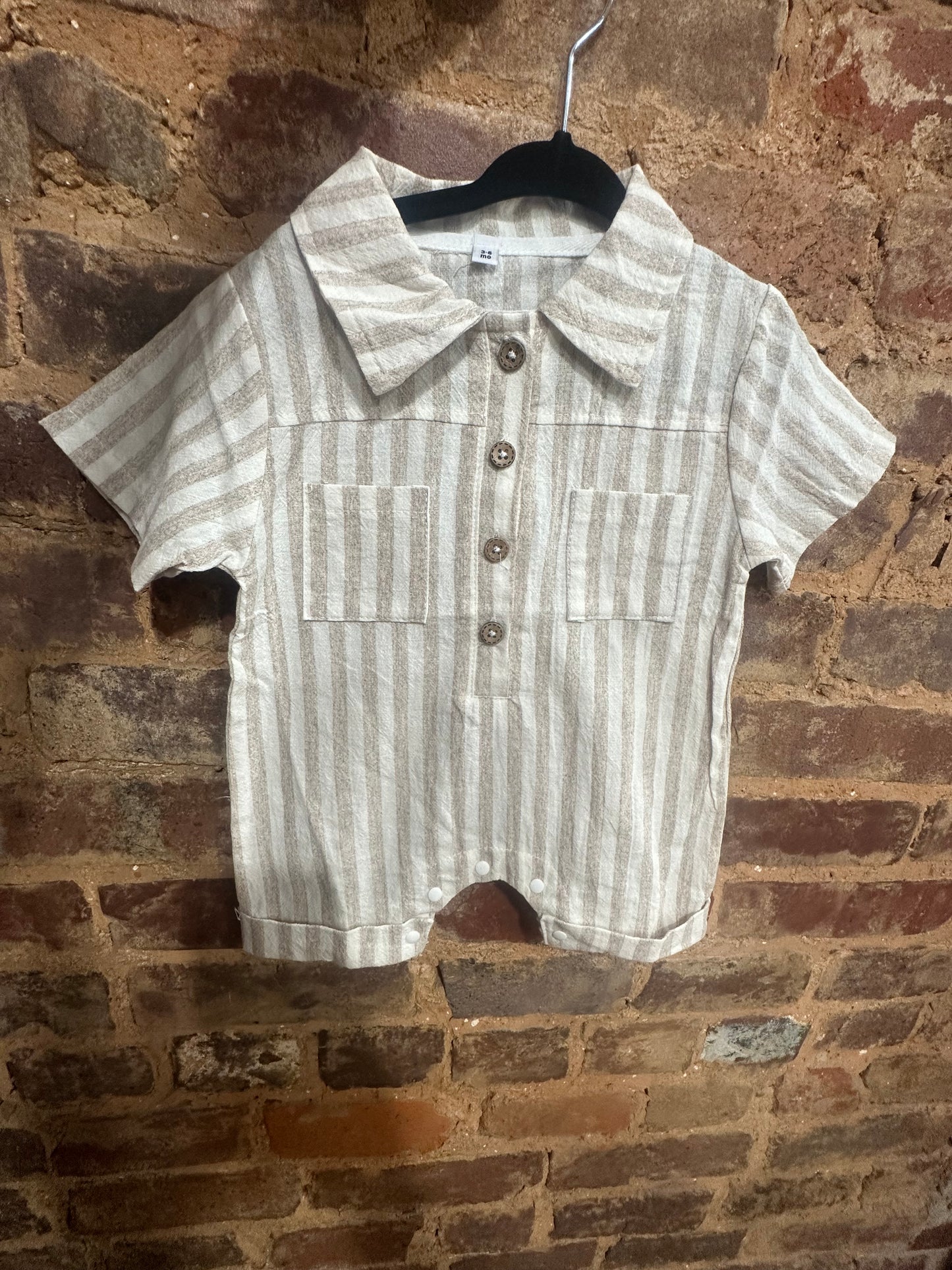 Linen striped romper