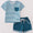 Teal striped short set