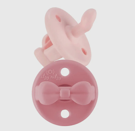 Sweetie soother pink bow pacifier set
