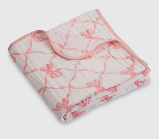 Pink bows muslin quilt