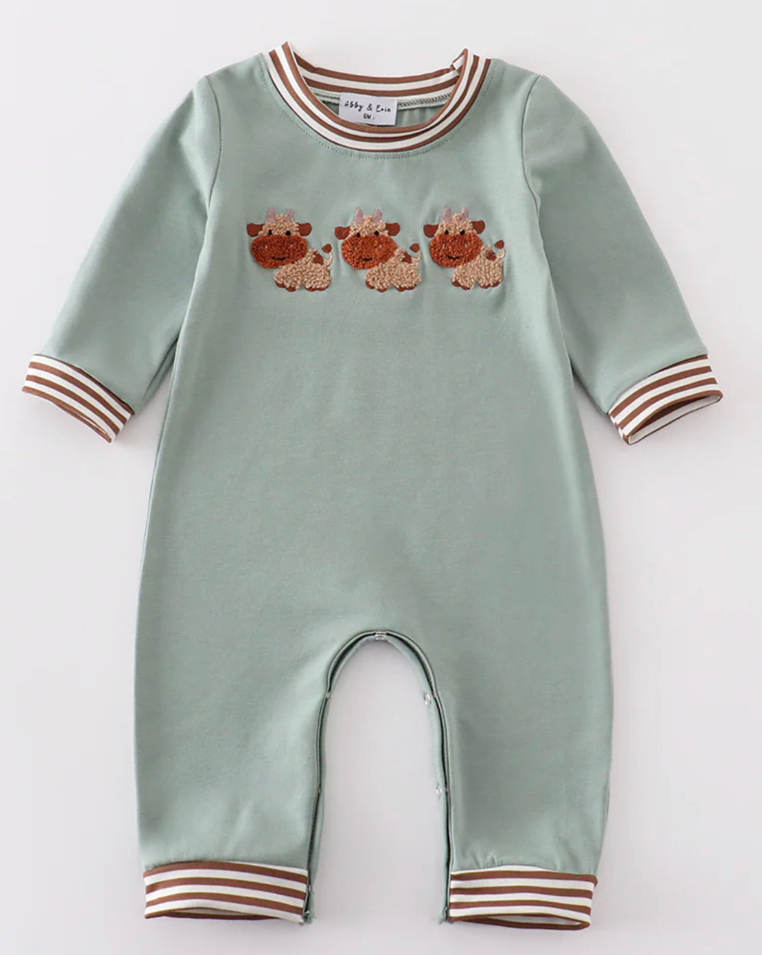 French knot boys cow romper