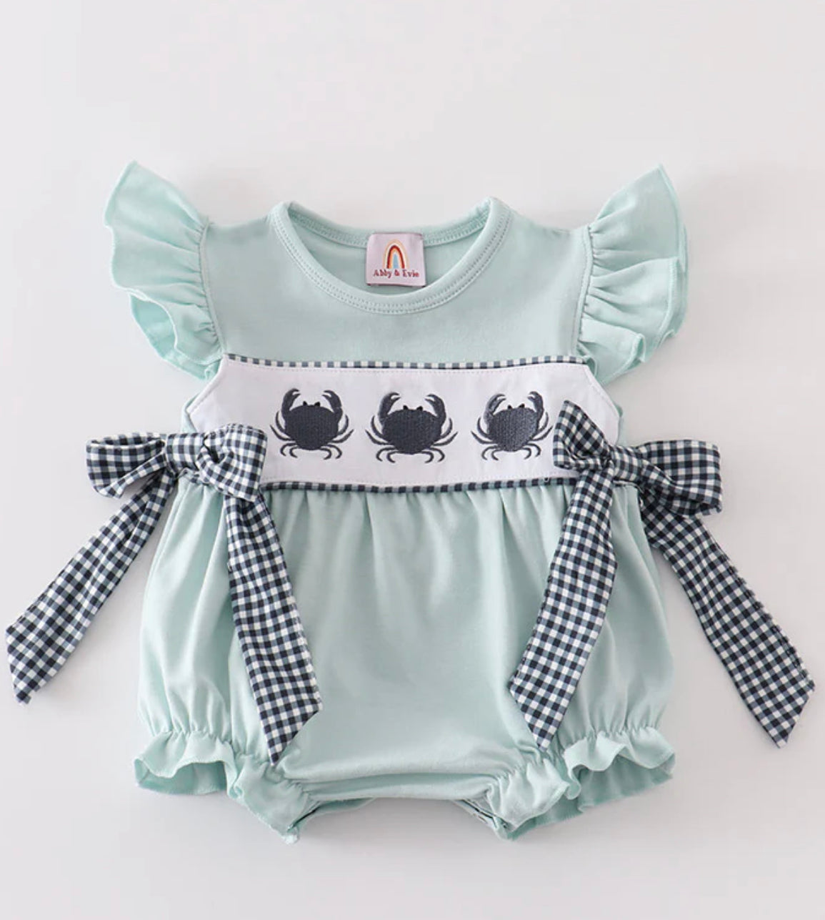 Mint crab embroidery girl bubble