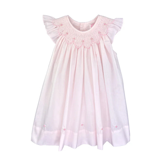 Pink bishop smocked dress