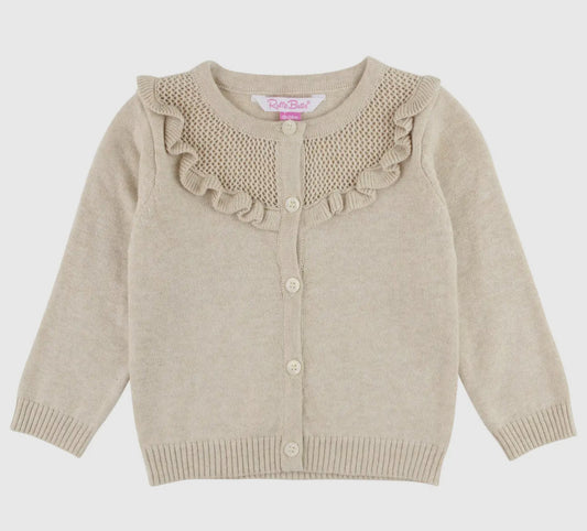 Oatmeal girls ruffle sweater