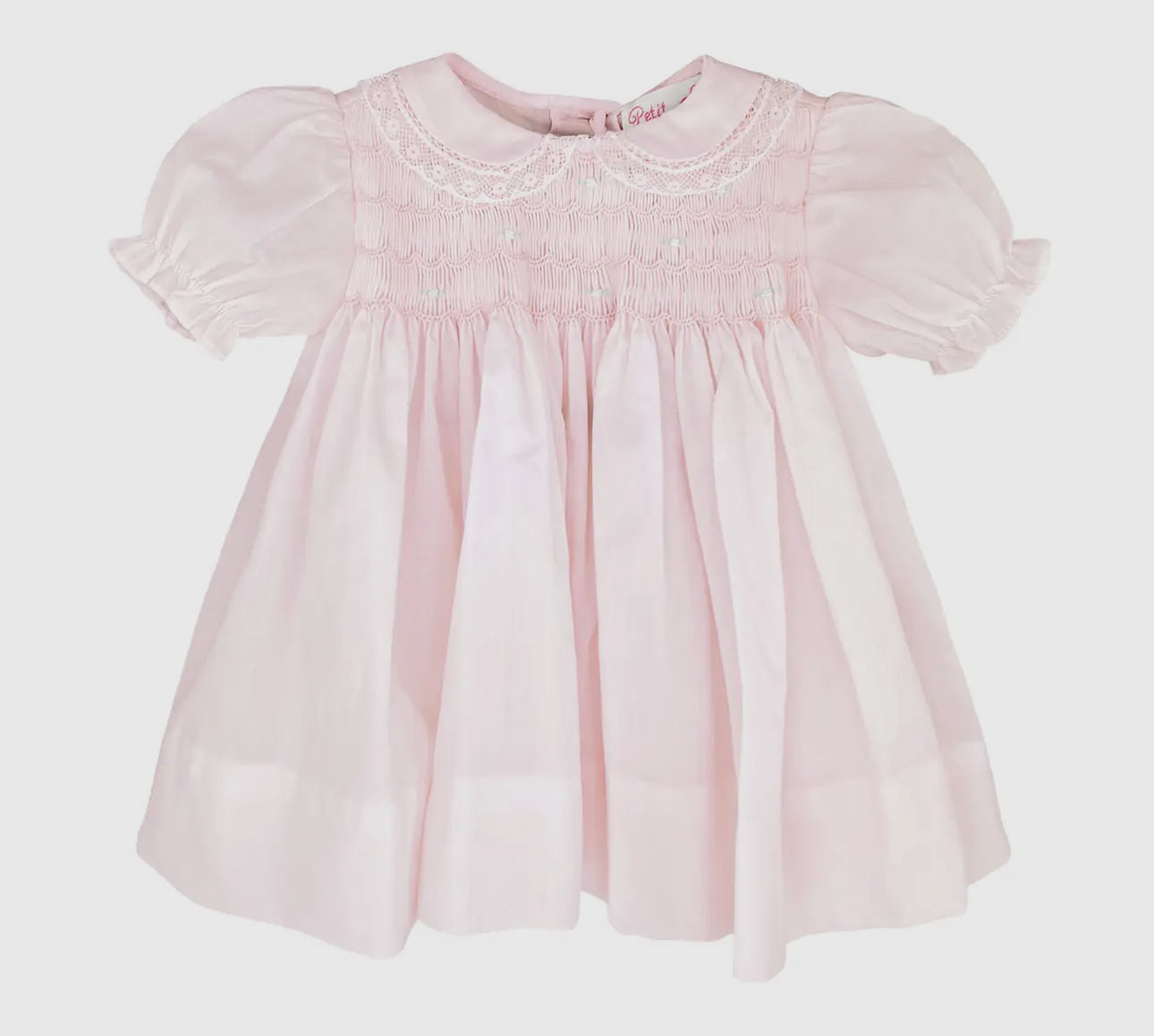 Pink smocked lace dress - newborn