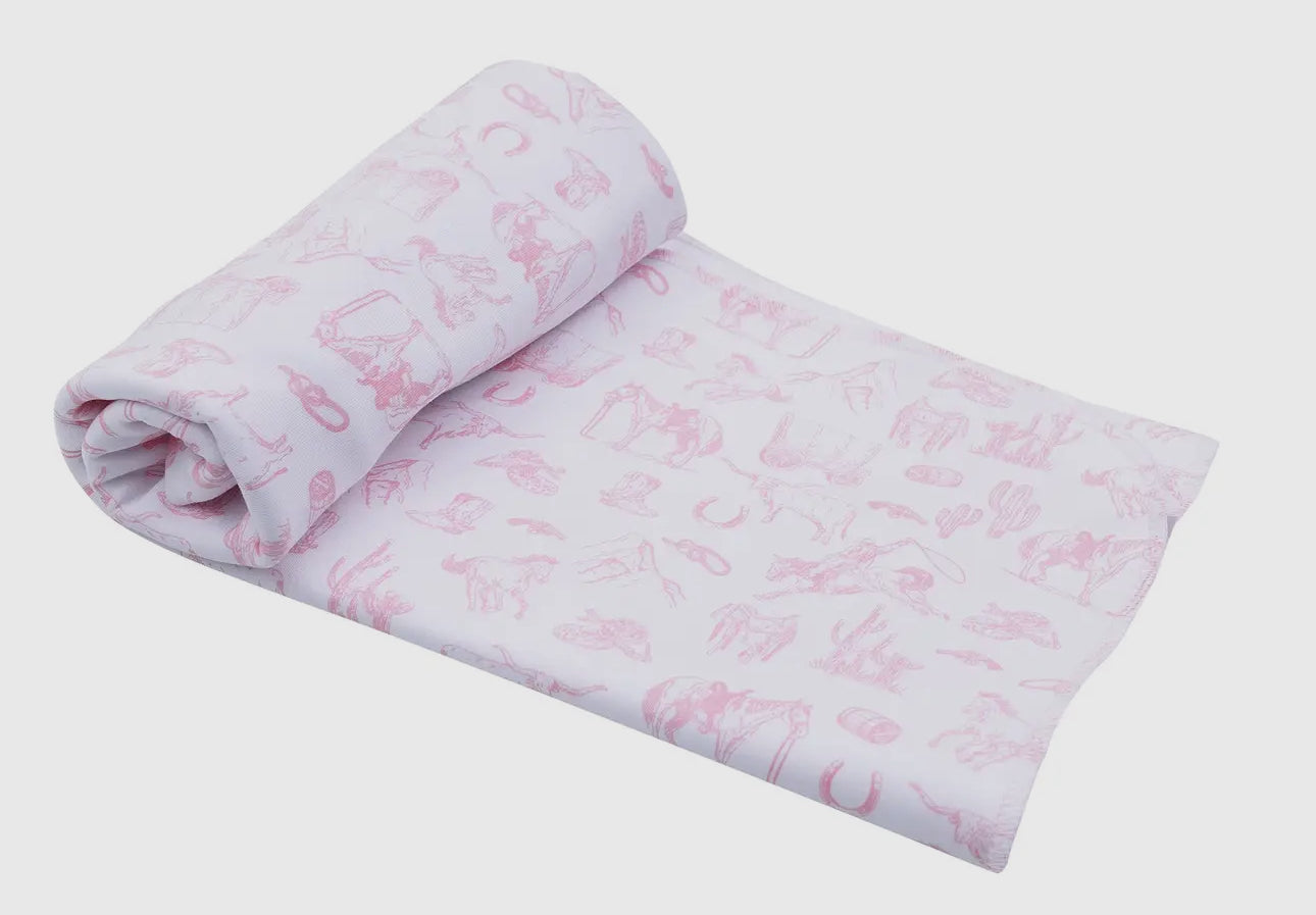 Wild West toile blanket- pink