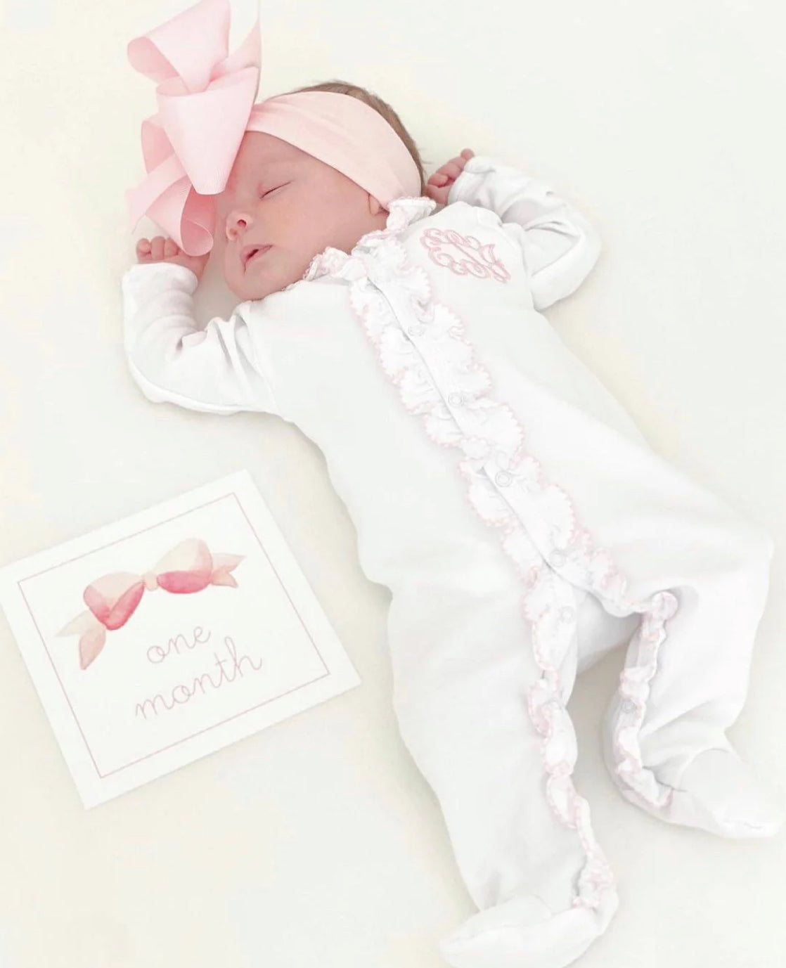 White Double ruffle footie