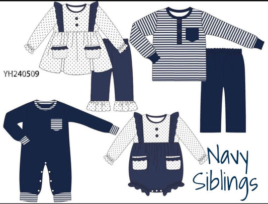 Navy dot girls bubble