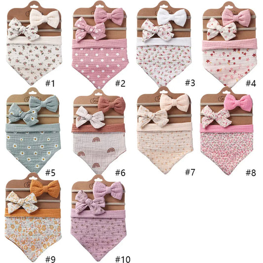 Bandana bib and bow combo