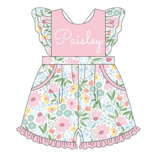 Spring floral romper- monogram for $5