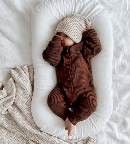 Brown knit sweater romper