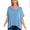 Ribbed striped oversized short sleeve top - ocean blue