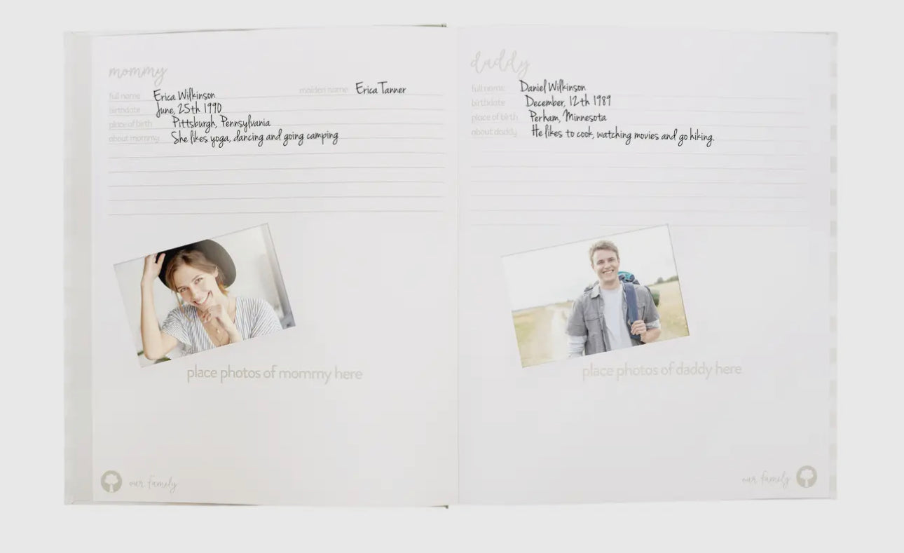 Gray Gingham Baby Book and Clean Touch Ink Pad