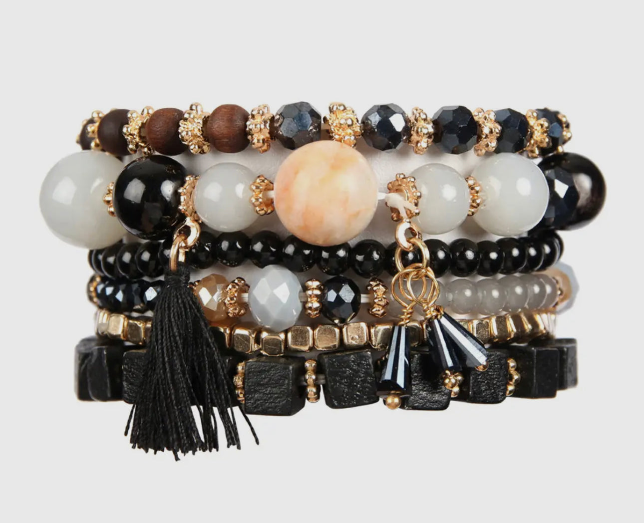 Black bracelet stack