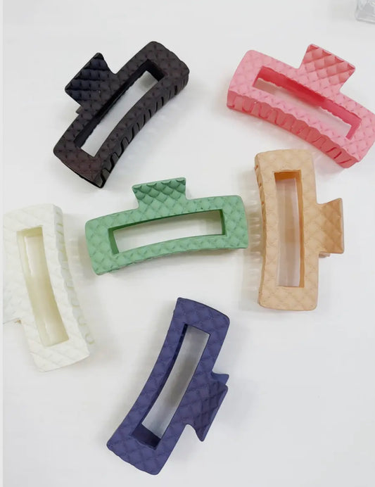 Matte embossed rectangle hair clip