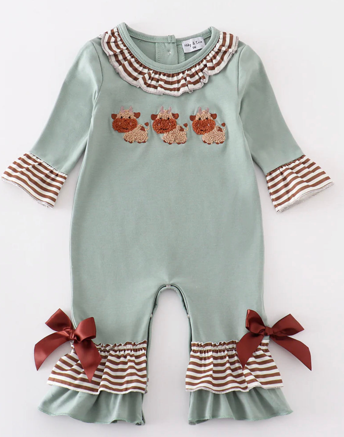French knot girls cow romper