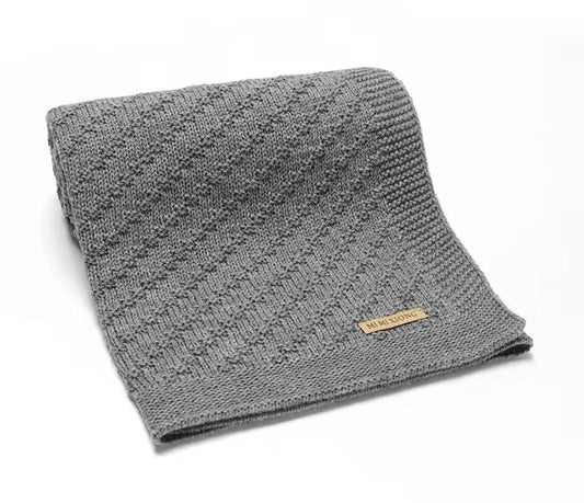 Grey textured knit blanket