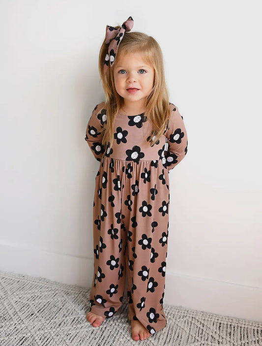 Wide leg floral bamboo jumpsuit